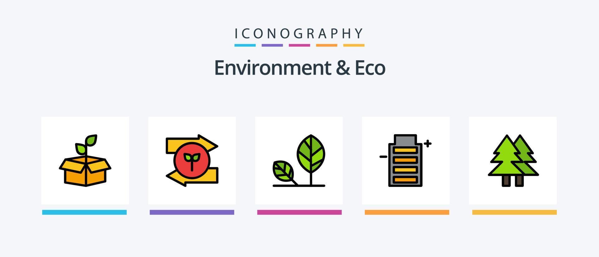 ambiente e eco linea pieno 5 icona imballare Compreso eco. Internet. Natale. globale. allegro. creativo icone design vettore