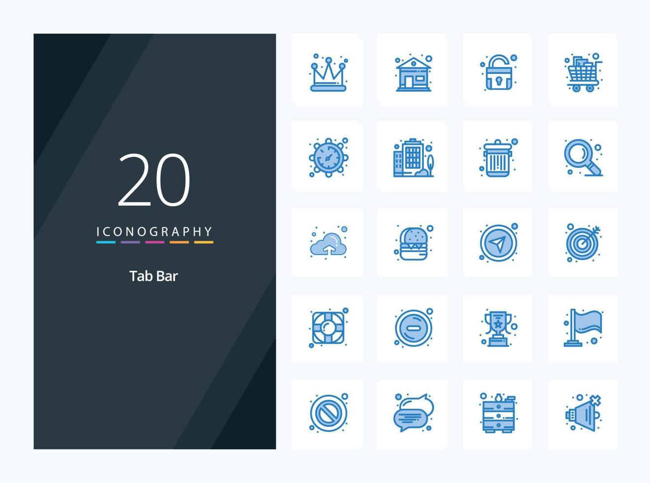 20 linguetta bar blu colore icona per presentazione vettore
