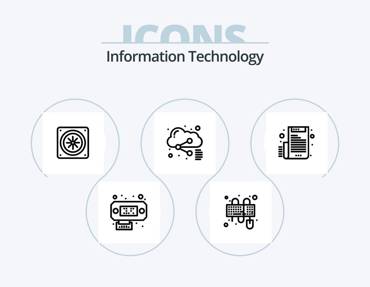 informazione tecnologia linea icona imballare 5 icona design. . simmetrico. informatica. chiavi. trasmettitore vettore