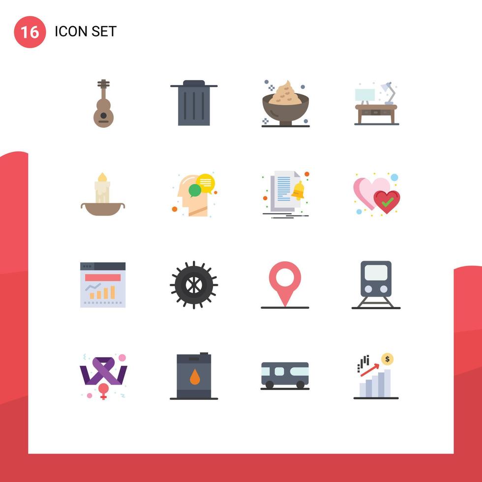 impostato di 16 moderno ui icone simboli segni per candela ufficio cena vivente Patata modificabile imballare di creativo vettore design elementi