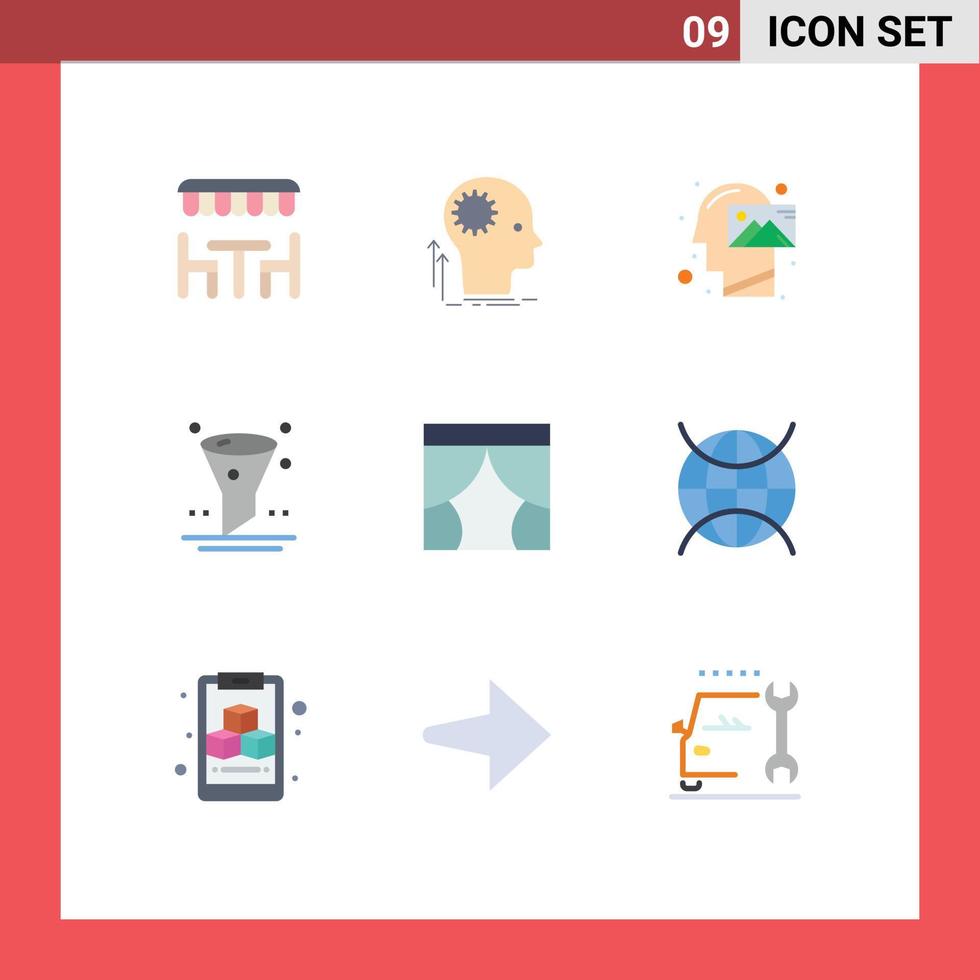 imballare di 9 creativo piatto colori di ui filtro di brainstorming del browser pensiero modificabile vettore design elementi