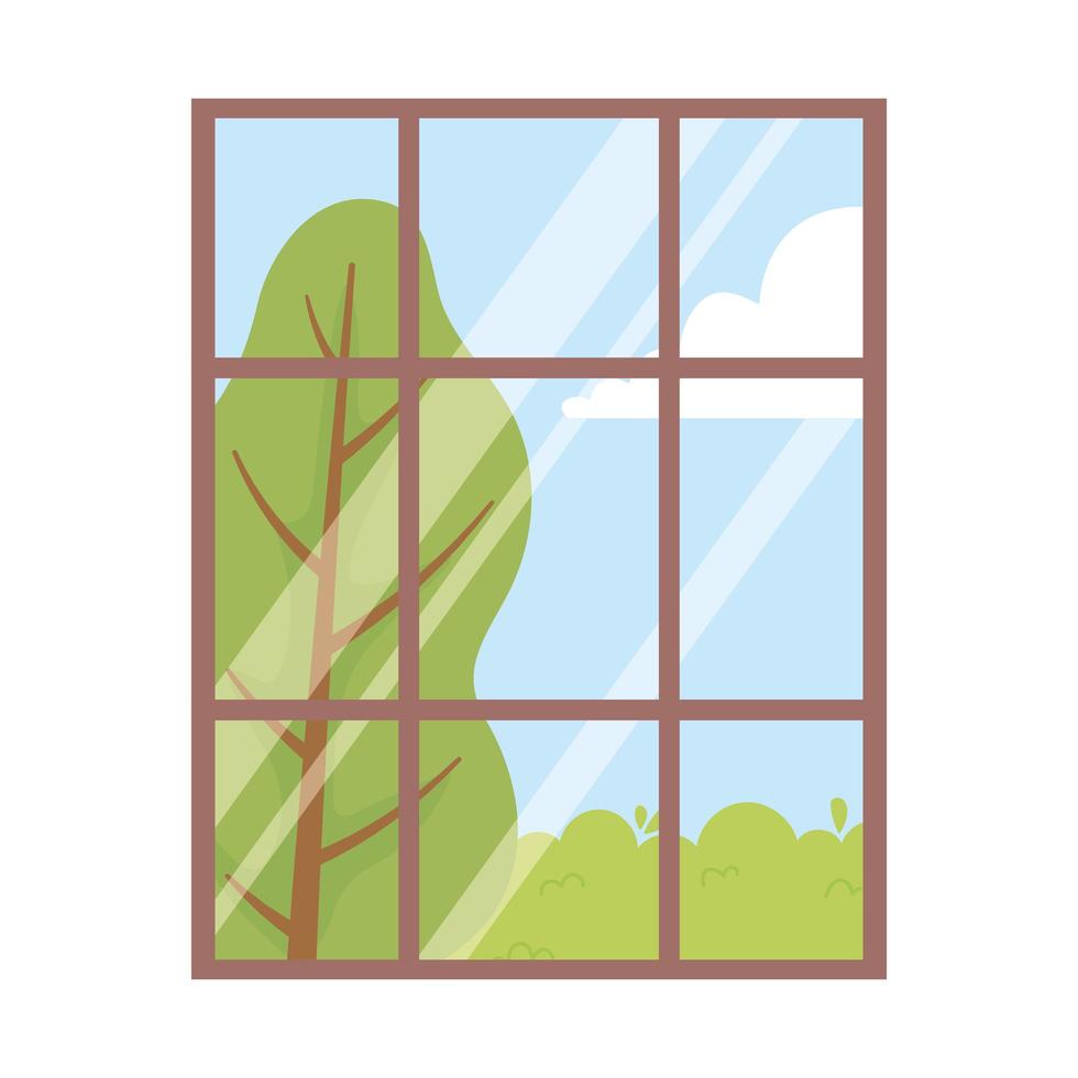 vista finestra paesaggio natura all'aperto isolato design sfondo bianco vettore