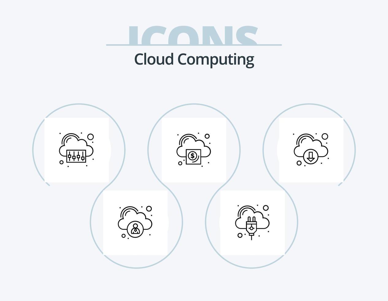 nube calcolo linea icona imballare 5 icona design. Condividere. attività. nube CD. nube. matita vettore