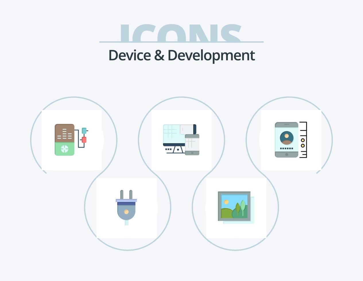 dispositivo e sviluppo piatto icona imballare 5 icona design. servizio. mobile. musica. formazione scolastica. tenere sotto controllo vettore