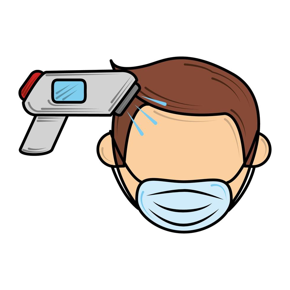 indossare una maschera e controllare la temperatura, nuova normalità dopo il coronavirus covid 19 vettore