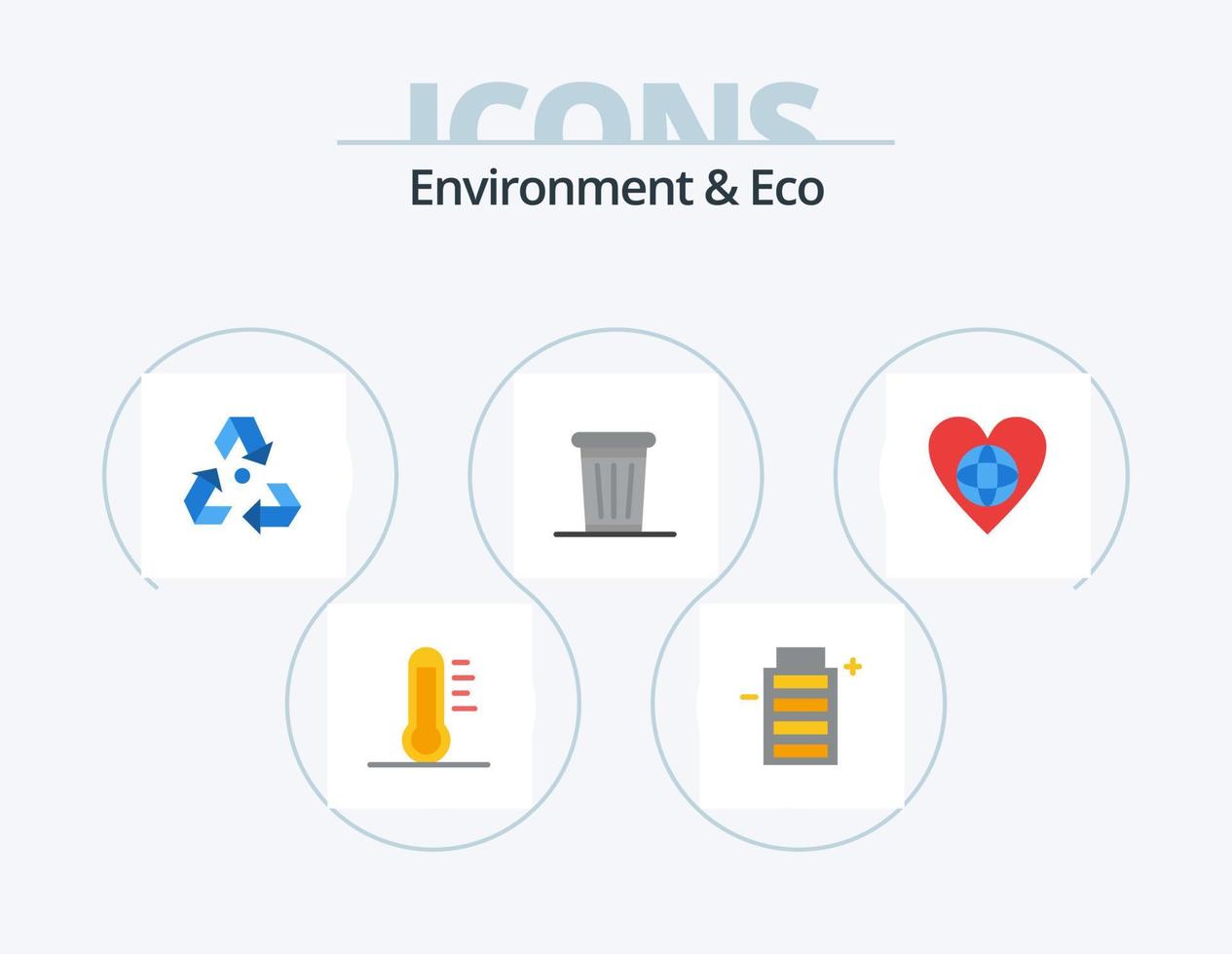 ambiente e eco piatto icona imballare 5 icona design. albero. pianta. ambiente. ambiente. spazzatura vettore
