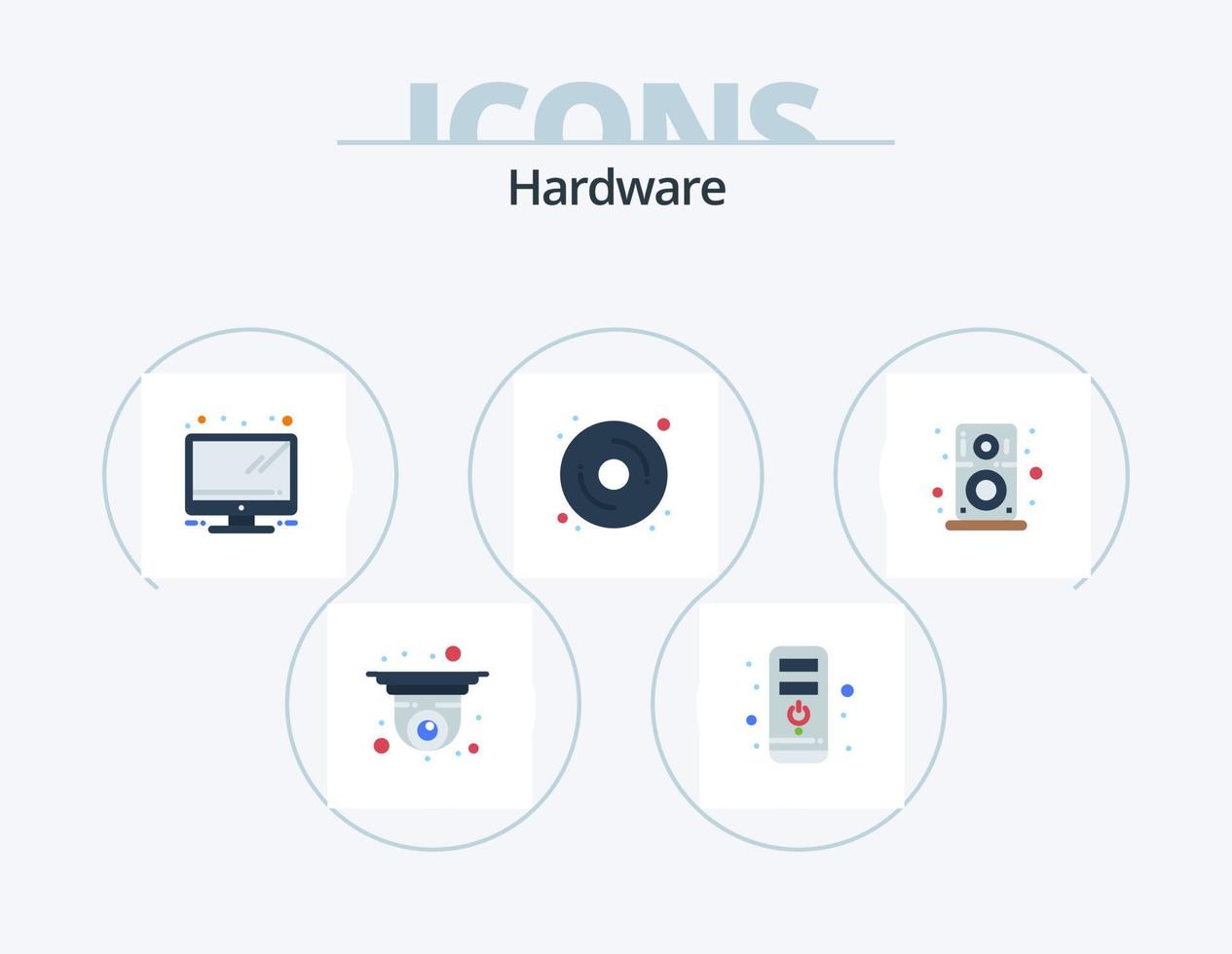 hardware piatto icona imballare 5 icona design. . giocatore. tenere sotto controllo. hardware. hardware vettore