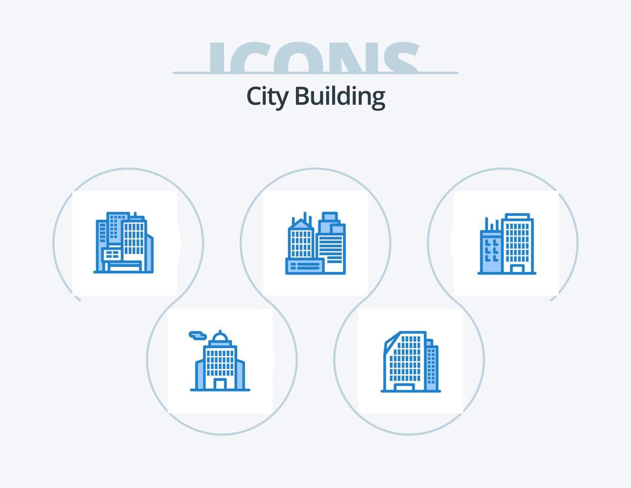 città edificio blu icona imballare 5 icona design. vero. attività commerciale. costruzione. costruzione. posto vettore