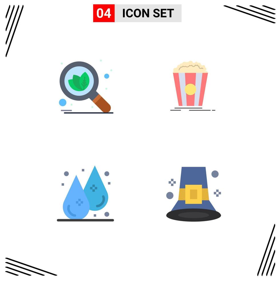 imballare di 4 moderno piatto icone segni e simboli per ragnatela Stampa media come come biologico liquido Popcorn merenda evento modificabile vettore design elementi