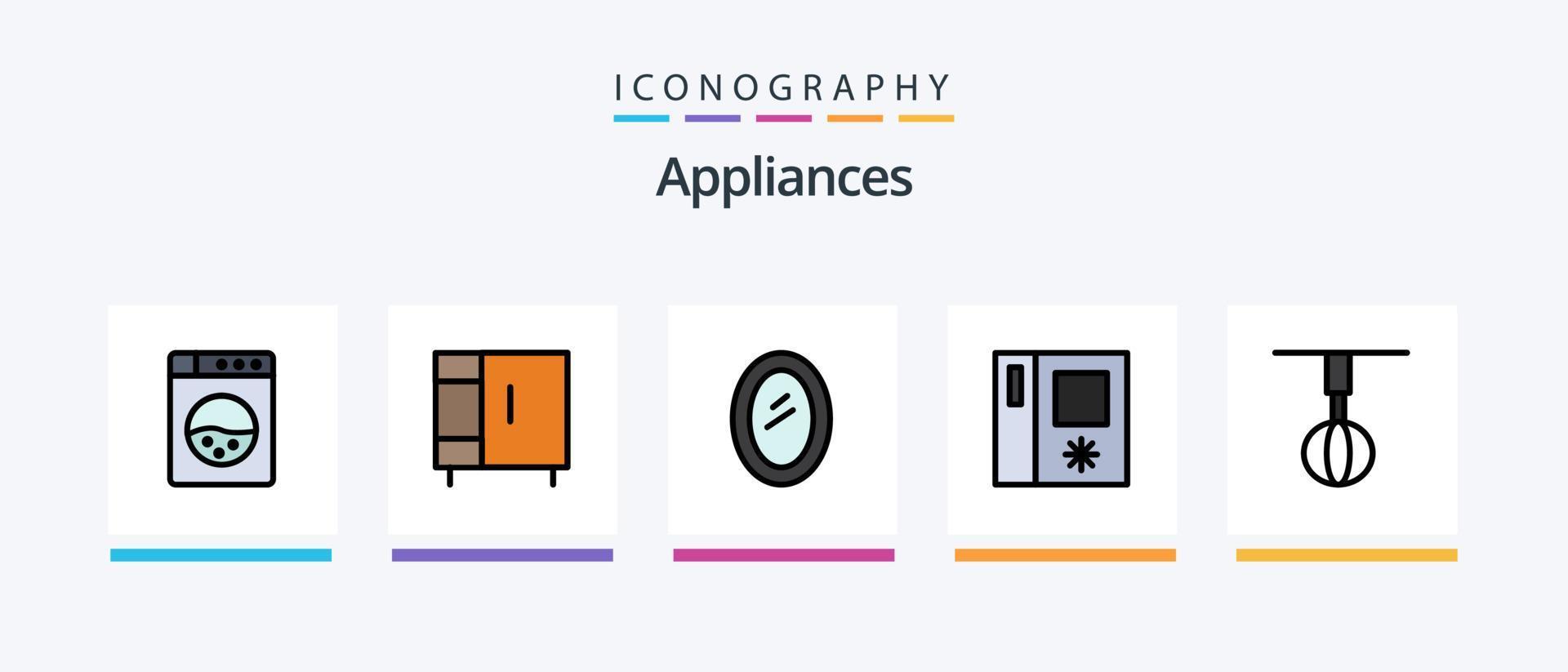 elettrodomestici linea pieno 5 icona imballare Compreso elettrodomestici. casa. elettrodomestici. tritare. elettrodomestici. creativo icone design vettore