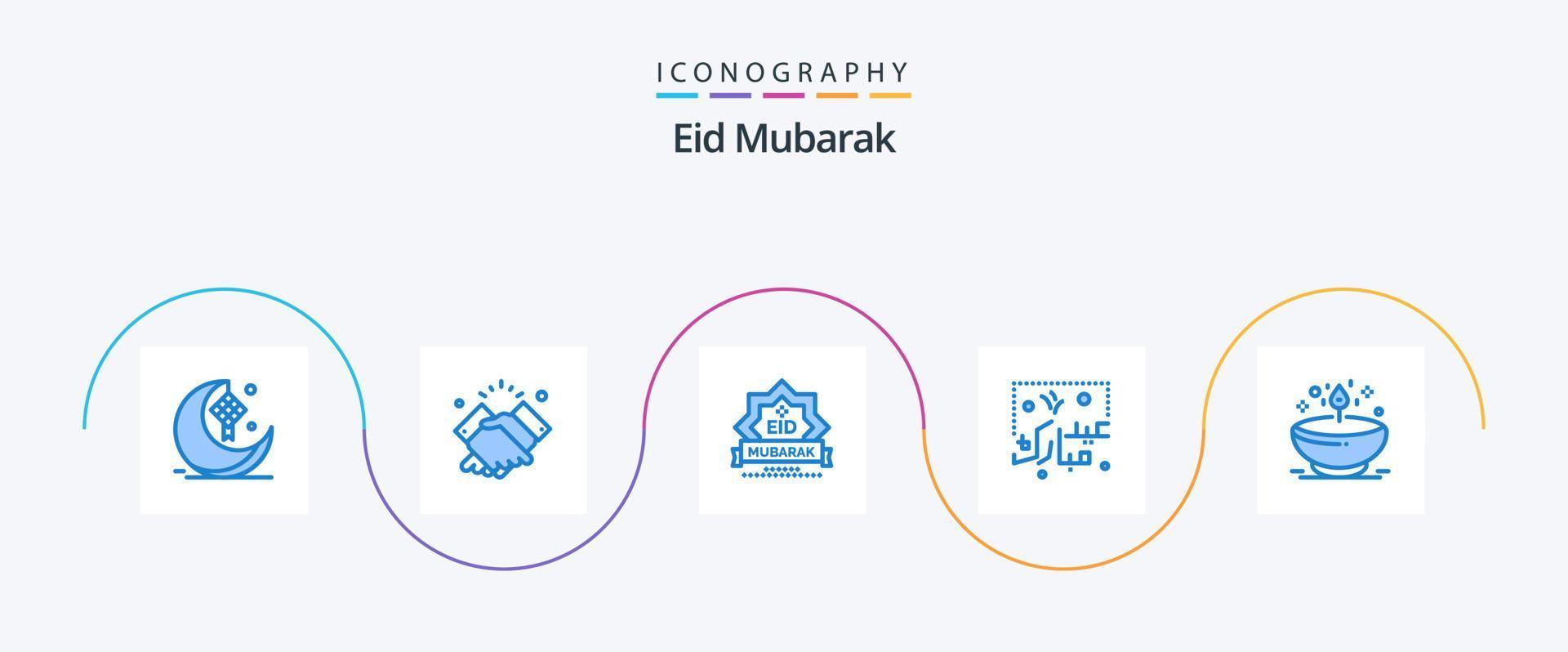 eid mubarak blu 5 icona imballare Compreso tipografia. eid. musulmano. decorazione. francobollo vettore