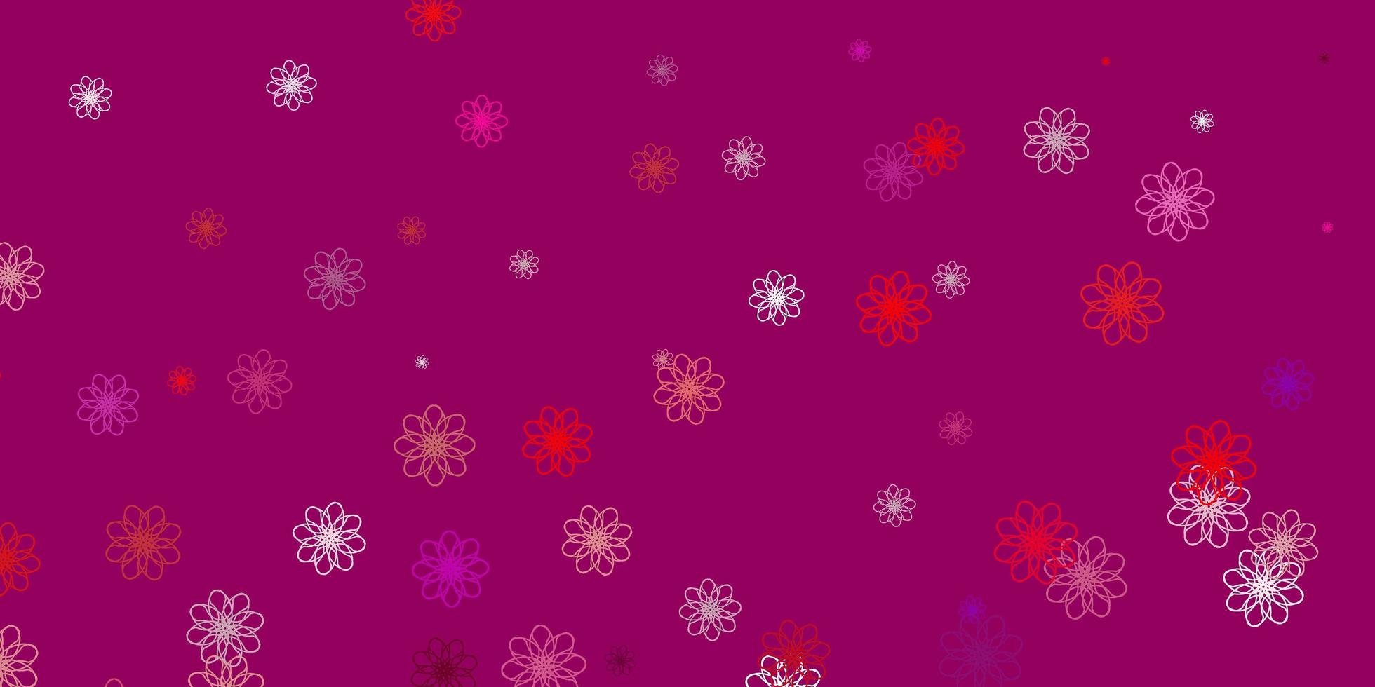 struttura di doodle di vettore rosa chiaro, rosso con fiori.