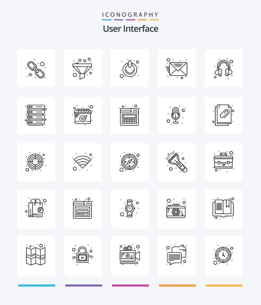 creativo utente interfaccia 25 schema icona imballare come come sostegno. cuffia. spento. Messaggio. e-mail vettore