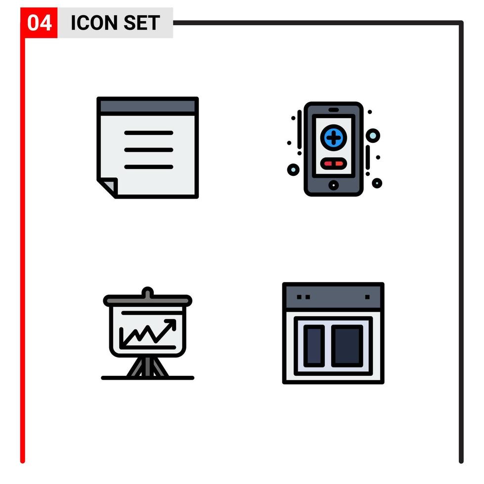azione vettore icona imballare di 4 linea segni e simboli per Nota presentazione assistenza sanitaria grafico disposizione modificabile vettore design elementi