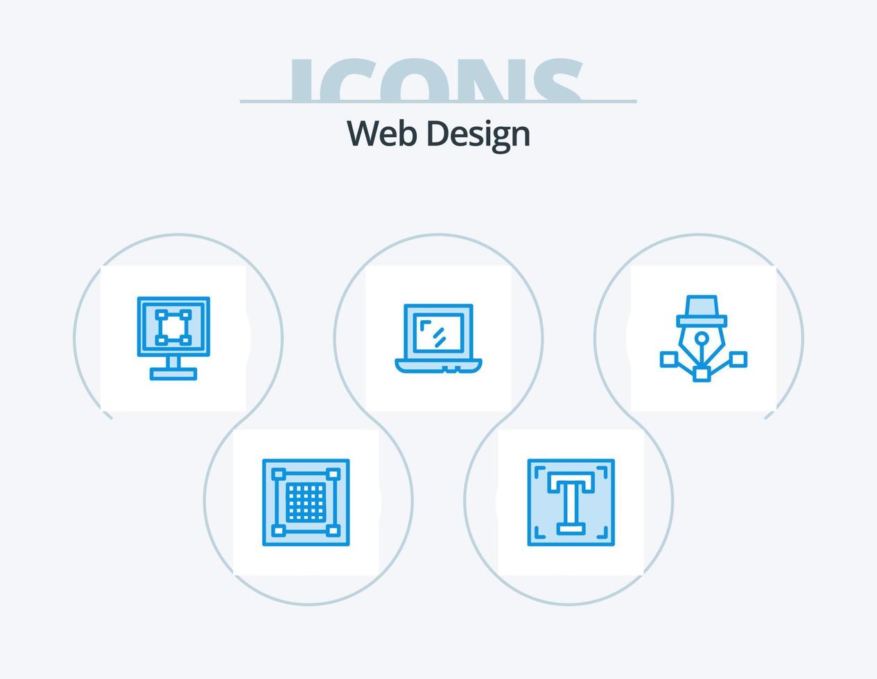 ragnatela design blu icona imballare 5 icona design. il computer portatile. ragnatela. programma. applicazione. design vettore