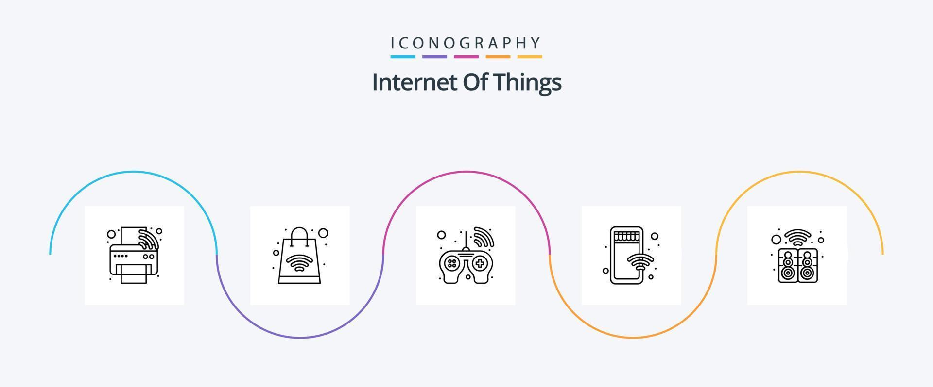 Internet di cose linea 5 icona imballare Compreso Casa. negozio. controllore. negozio. mobile vettore