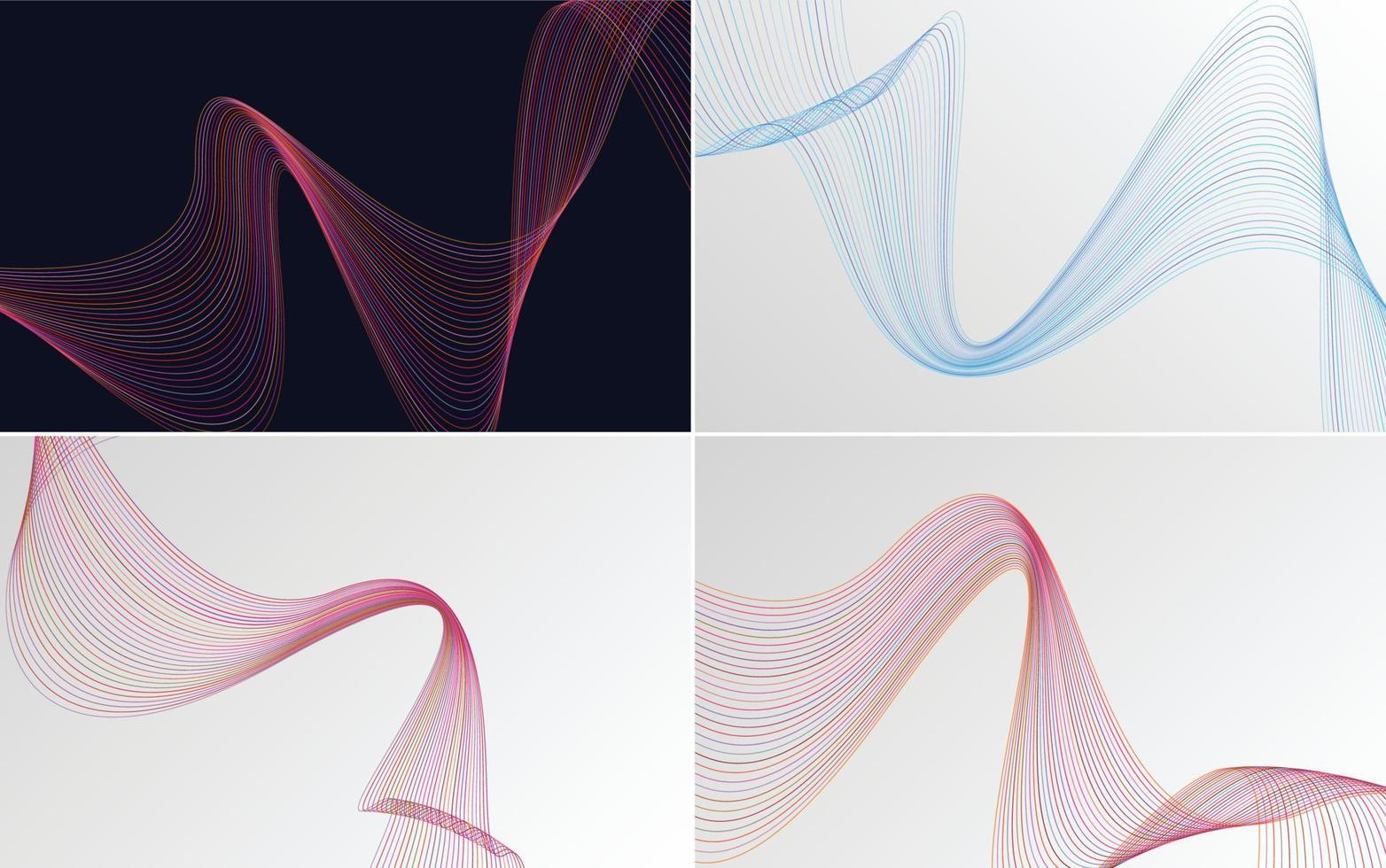 impostato di 4 geometrico onda modello sfondo astratto agitando linea vettore