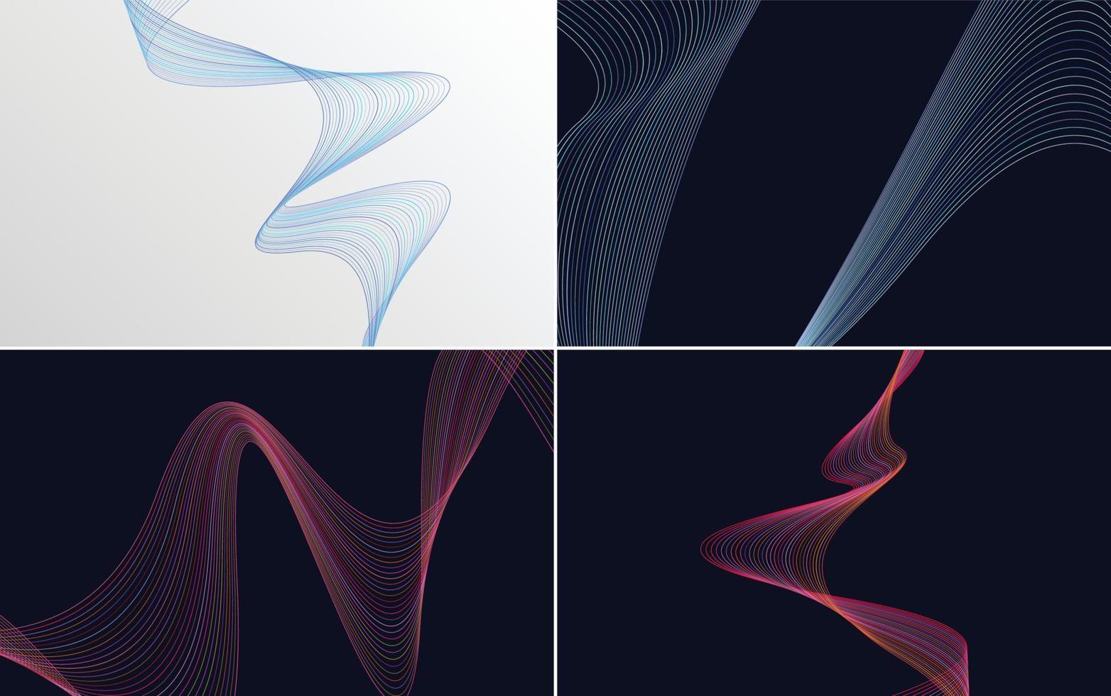 impostato di 4 geometrico onda modello sfondo astratto agitando linea vettore