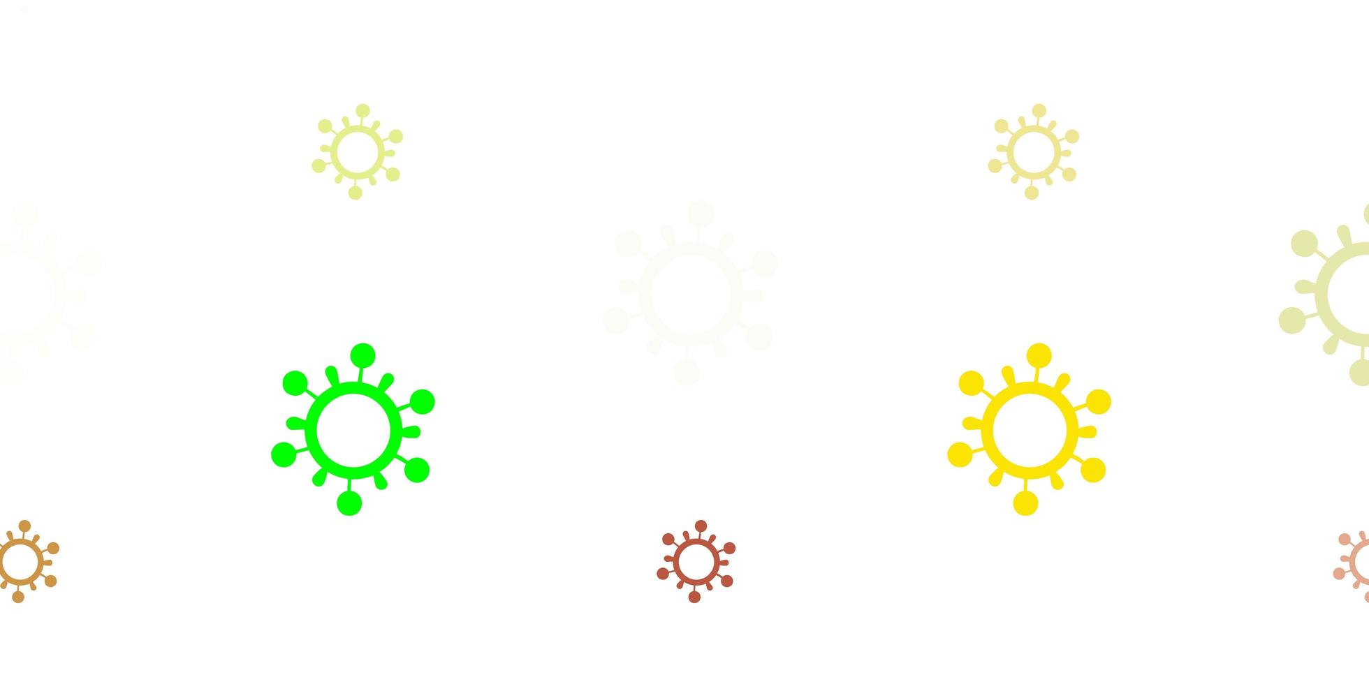sfondo vettoriale verde chiaro, giallo con simboli di virus.
