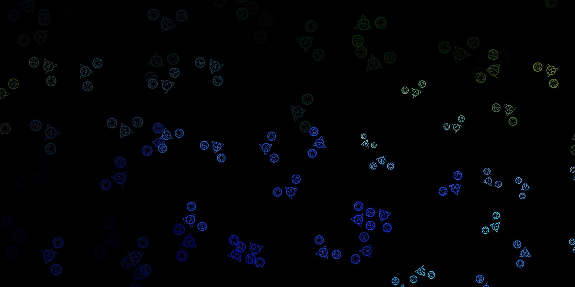 sfondo vettoriale blu scuro, verde con simboli occulti.