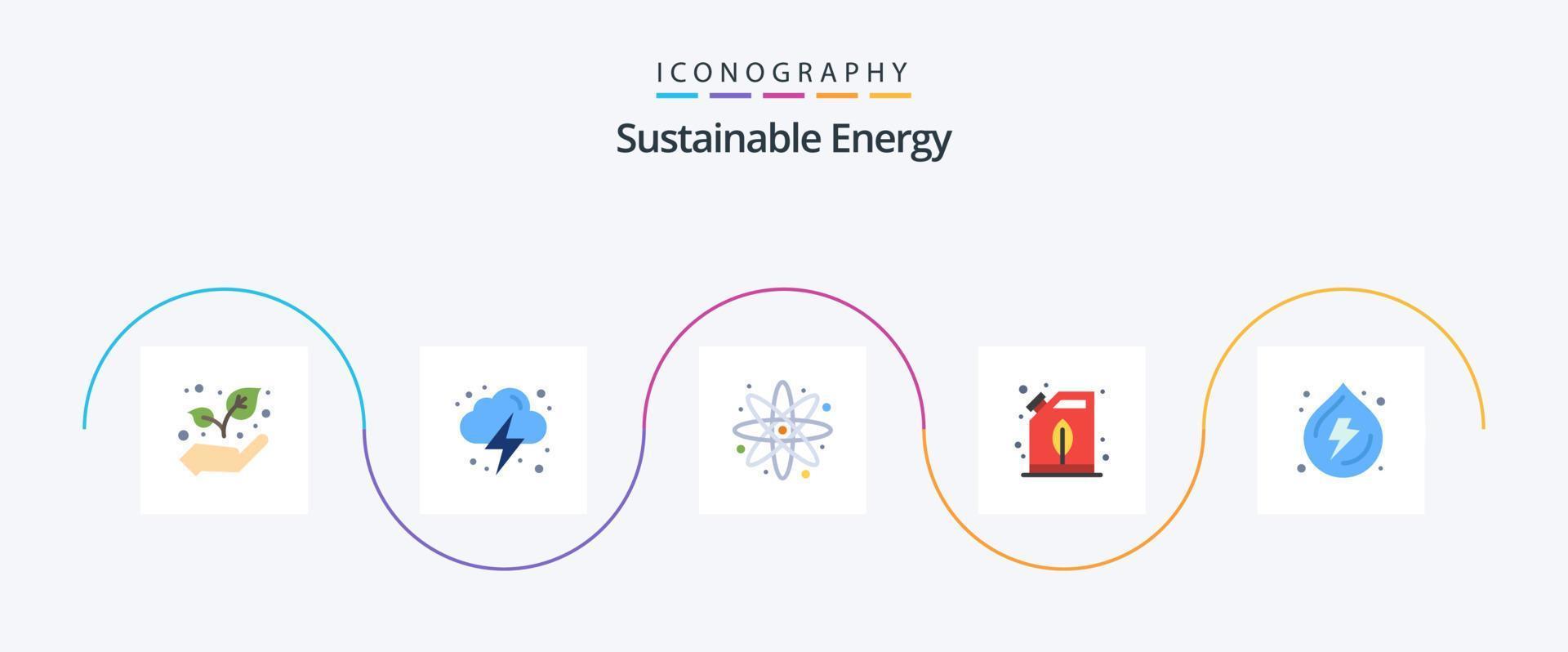 sostenibile energia piatto 5 icona imballare Compreso potenza. primavera. energia. abbassarsi. energia vettore