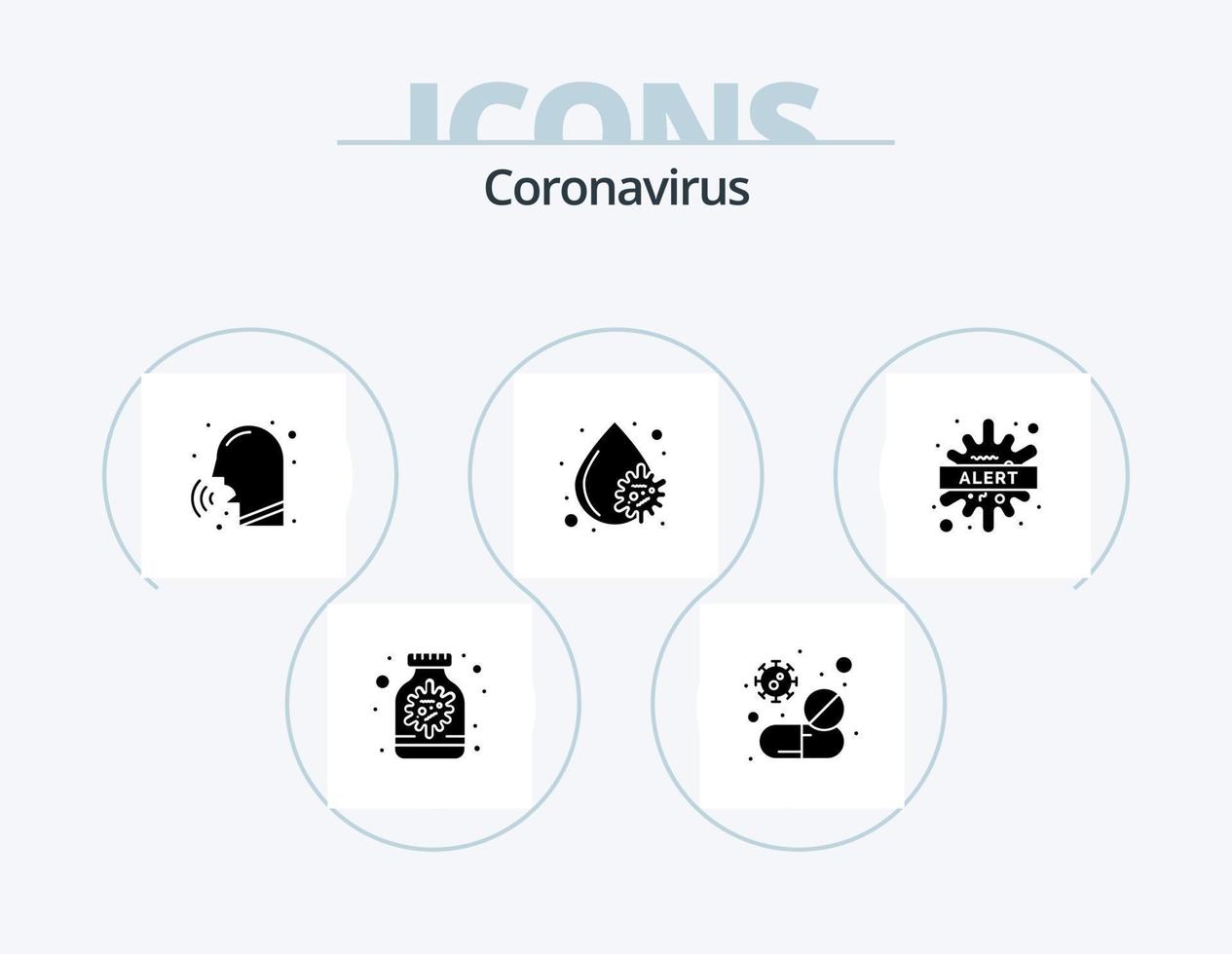 coronavirus glifo icona imballare 5 icona design. piastrine. sangue virus. virus. sangue. tosse vettore