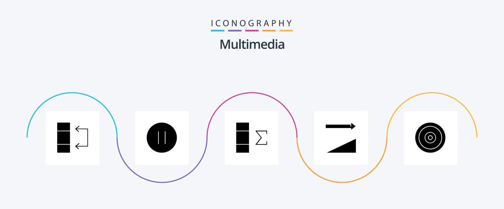 multimedia glifo 5 icona imballare Compreso . obbiettivo. dati. multimedia. ordinamento vettore