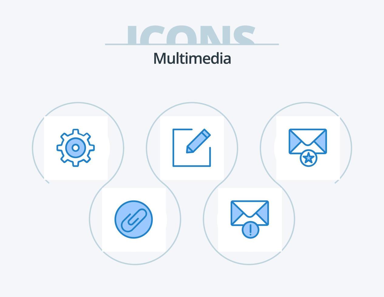 multimedia blu icona imballare 5 icona design. . comporre. . Messaggio vettore