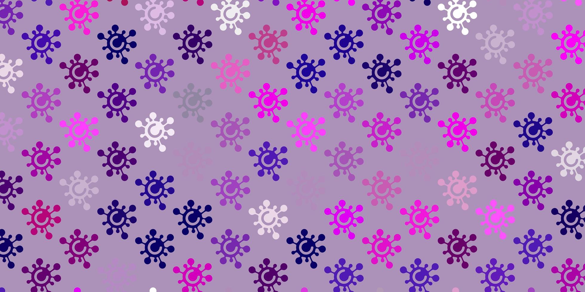 sfondo vettoriale viola chiaro, rosa con simboli di virus.