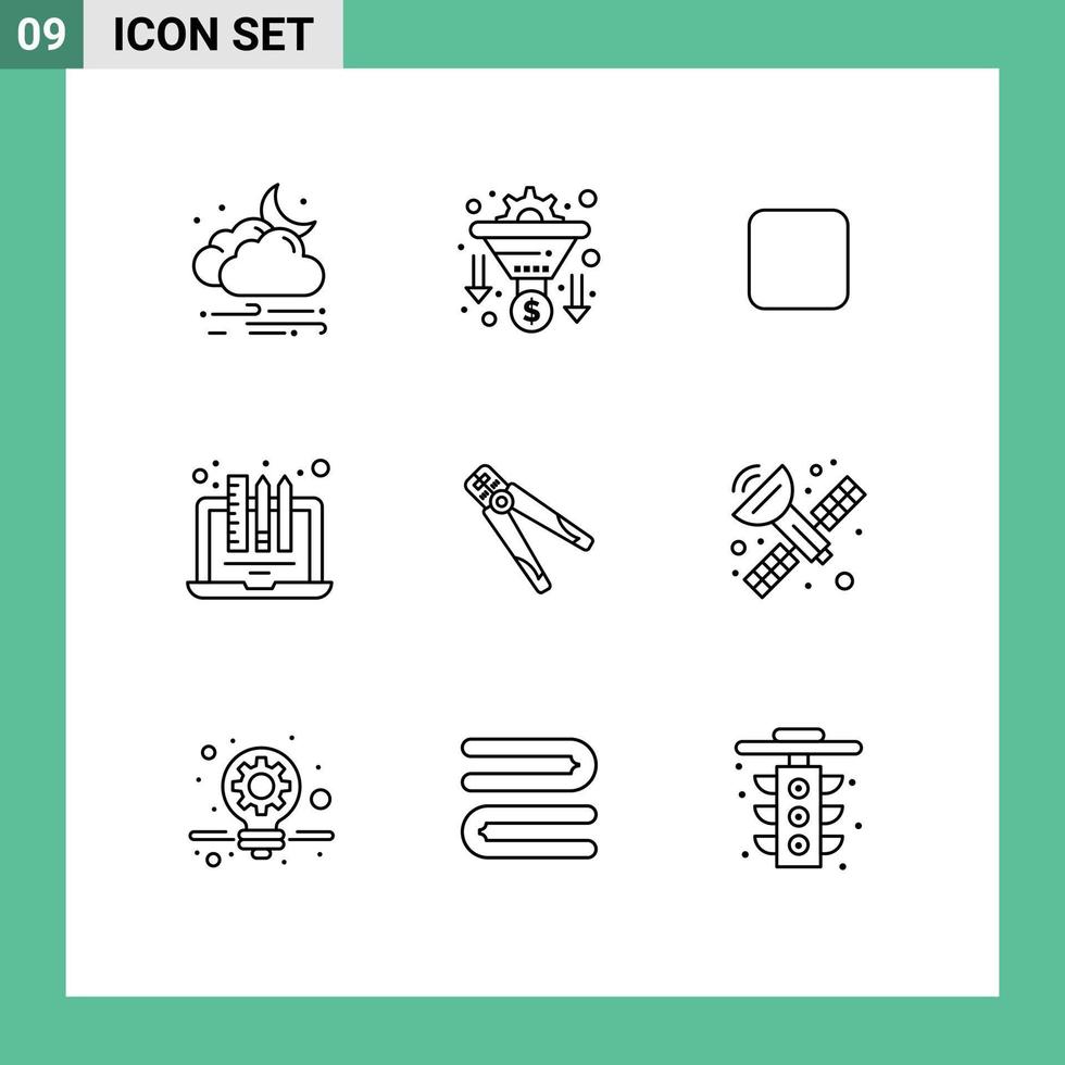 impostato di 9 moderno ui icone simboli segni per pinza il computer portatile i soldi disegno design modificabile vettore design elementi