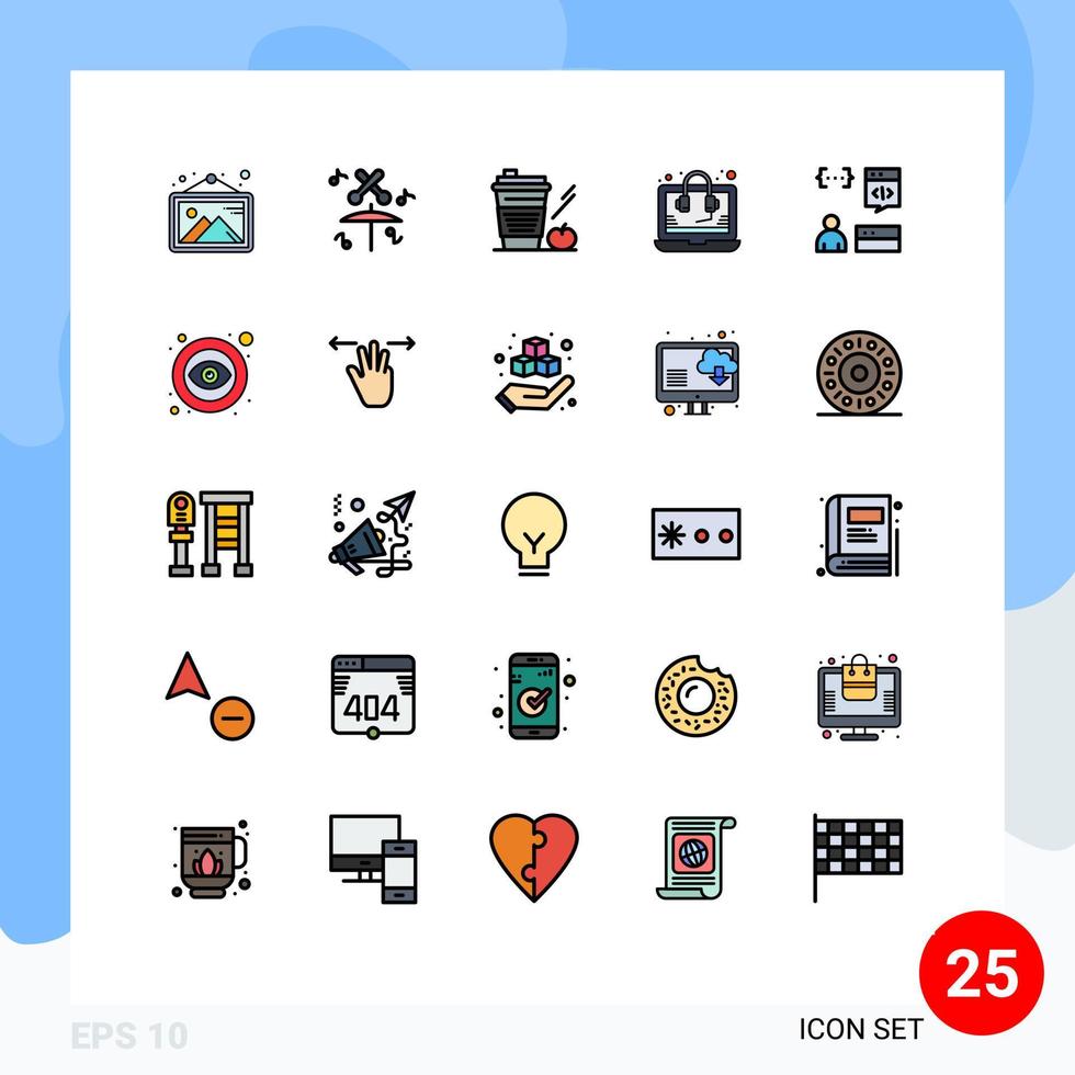 25 creativo icone moderno segni e simboli di codifica supporto Starbucks SEO consulenza modificabile vettore design elementi