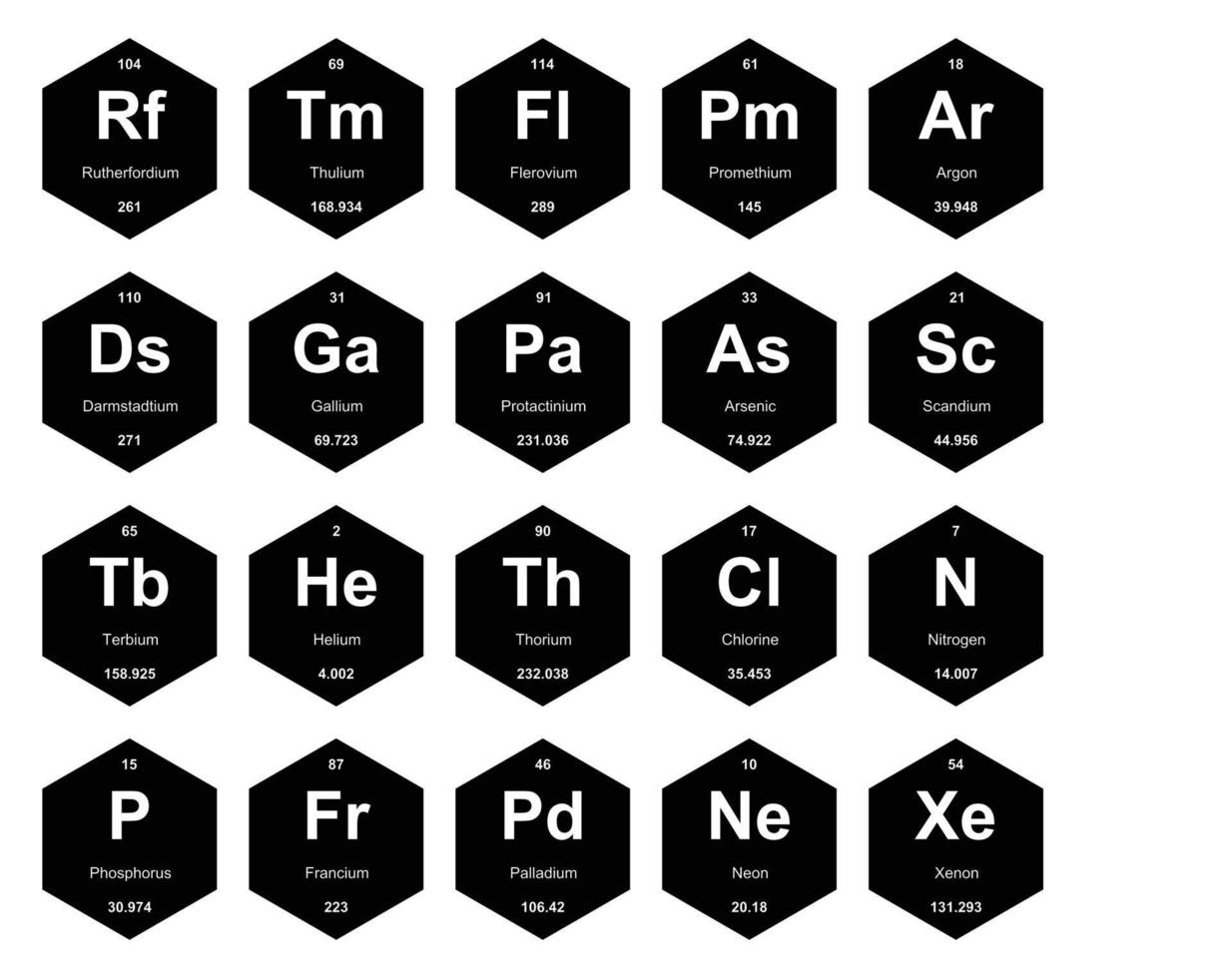 20 preiodico tavolo di il elementi icona imballare design vettore