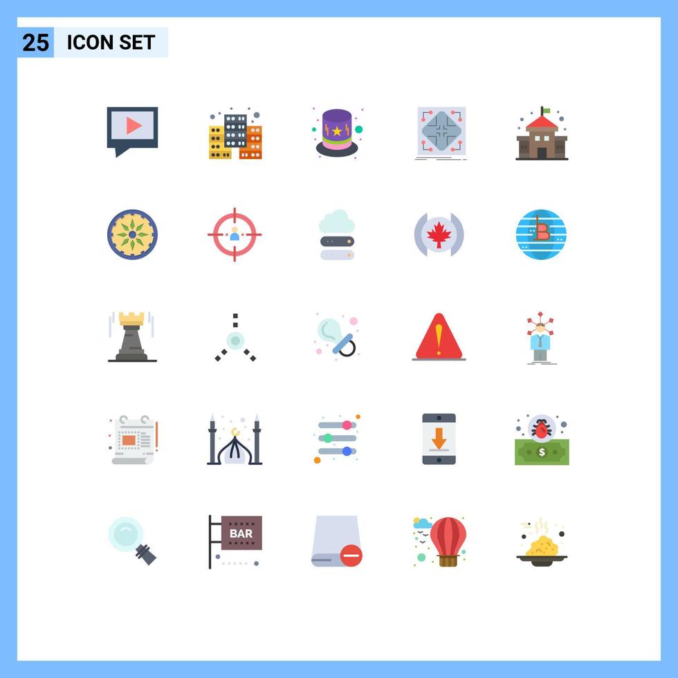 25 utente interfaccia piatto colore imballare di moderno segni e simboli di cerchio formazione scolastica cappello edificio matrice modificabile vettore design elementi
