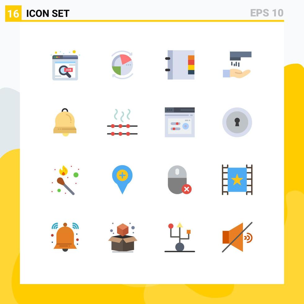 mobile interfaccia piatto colore impostato di 16 pittogrammi di Natale campana server pulizia mano lavare modificabile imballare di creativo vettore design elementi