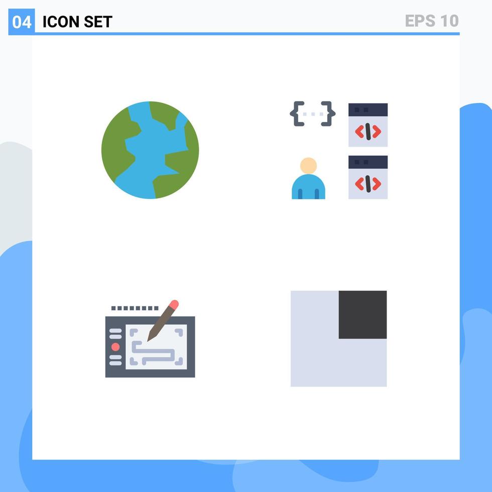 4 universale piatto icona segni simboli di terra mobile App sviluppare disposizione modificabile vettore design elementi
