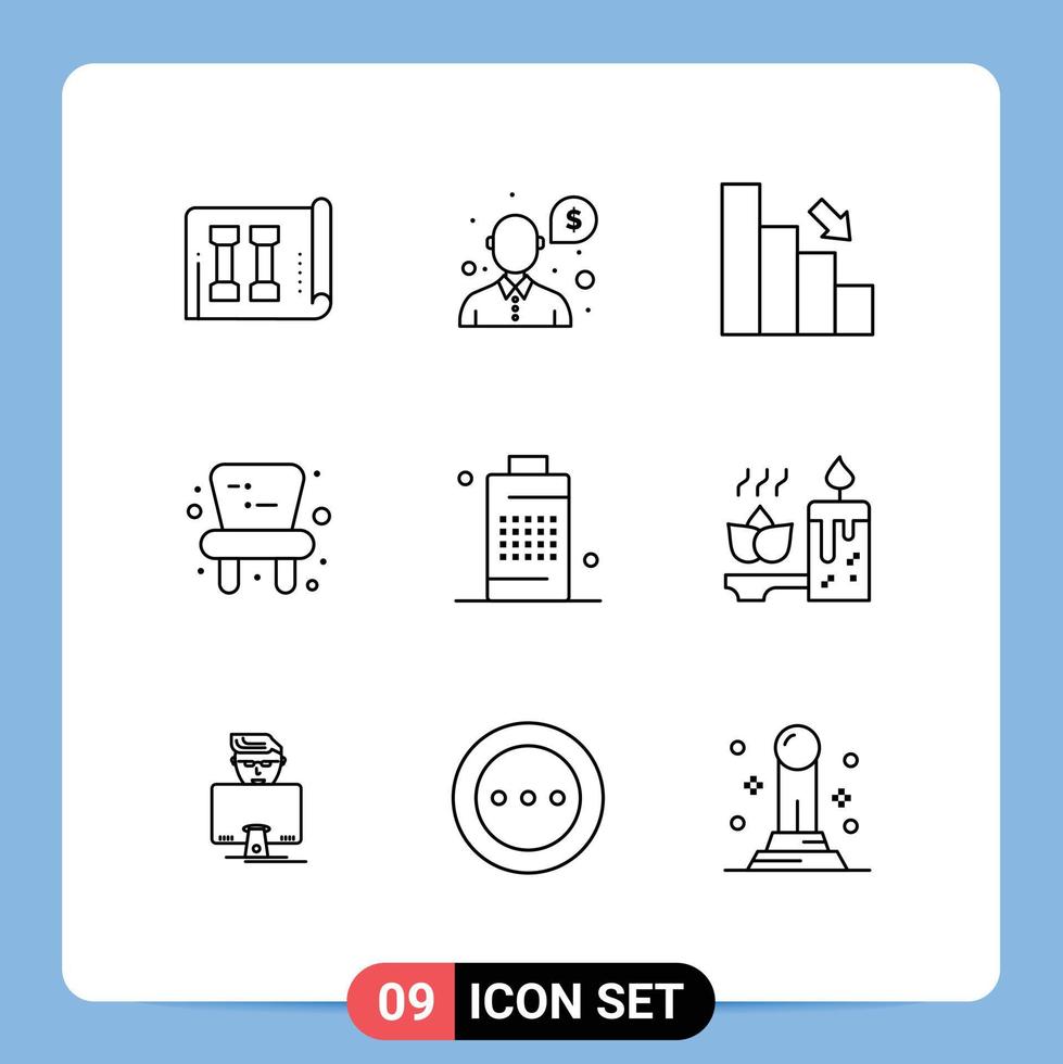 9 utente interfaccia schema imballare di moderno segni e simboli di cellula giocattolo bar sedia finanza modificabile vettore design elementi