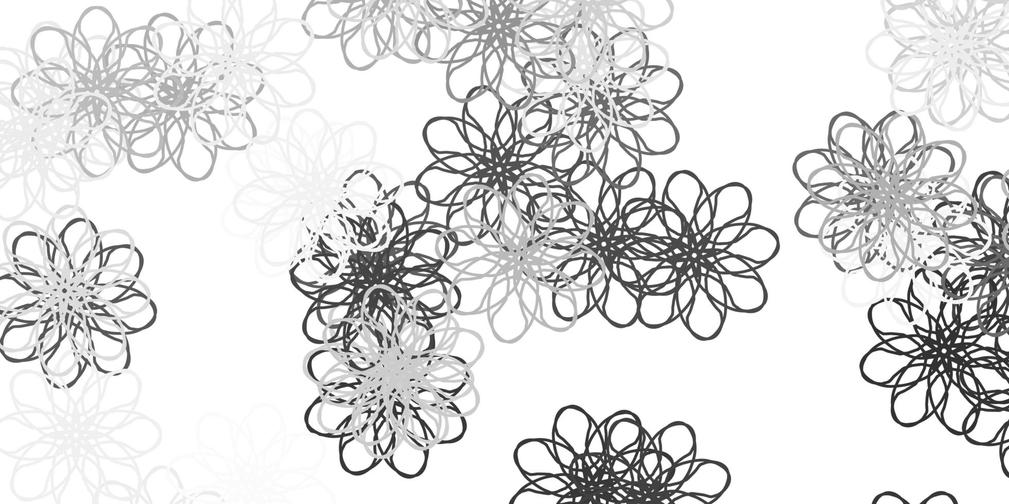 struttura di doodle di vettore grigio chiaro con fiori.