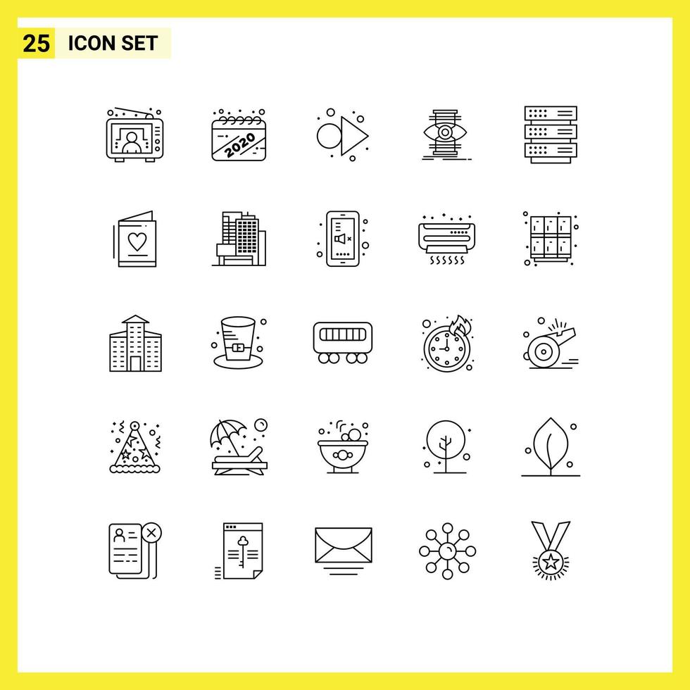 mobile interfaccia linea impostato di 25 pittogrammi di Conservazione server freccia ottimizzare successo modificabile vettore design elementi