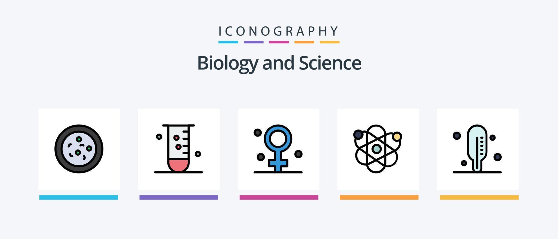 biologia linea pieno 5 icona imballare Compreso medicinale. biologia. fisica. anatomia. chimica. creativo icone design vettore