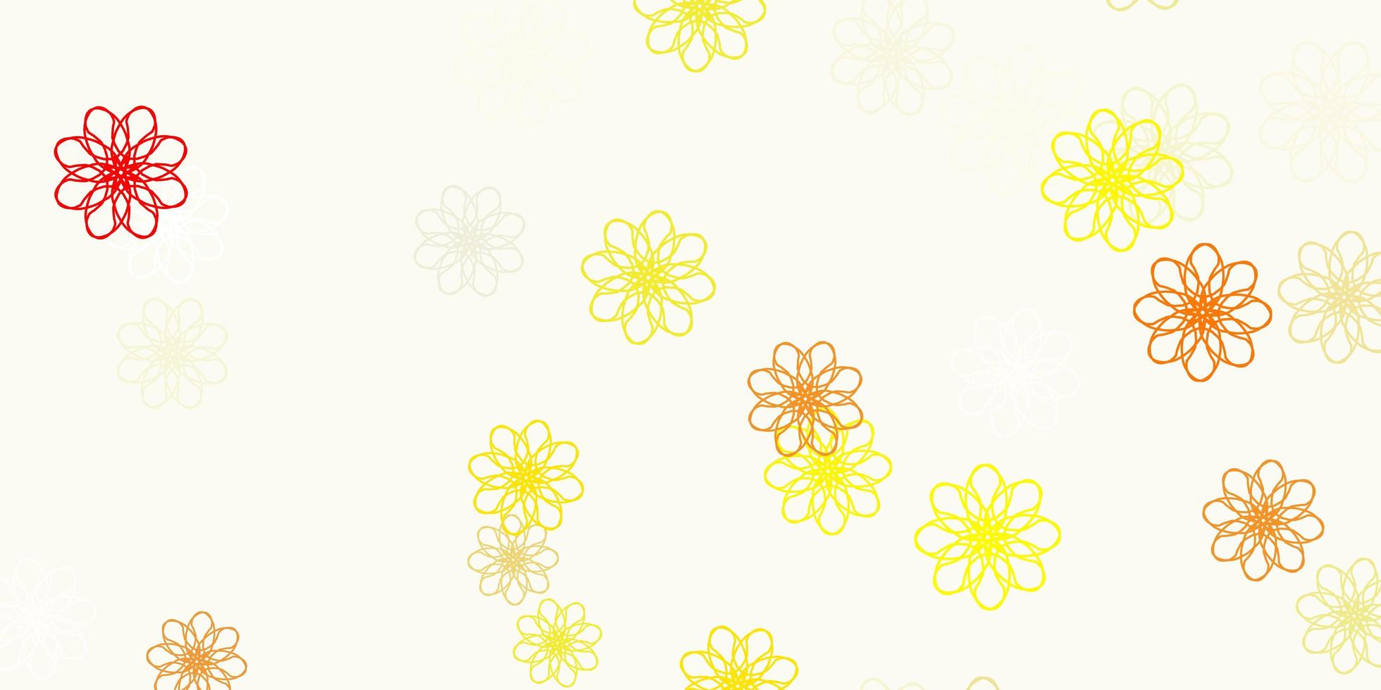 modello di doodle vettoriale arancione chiaro con fiori.