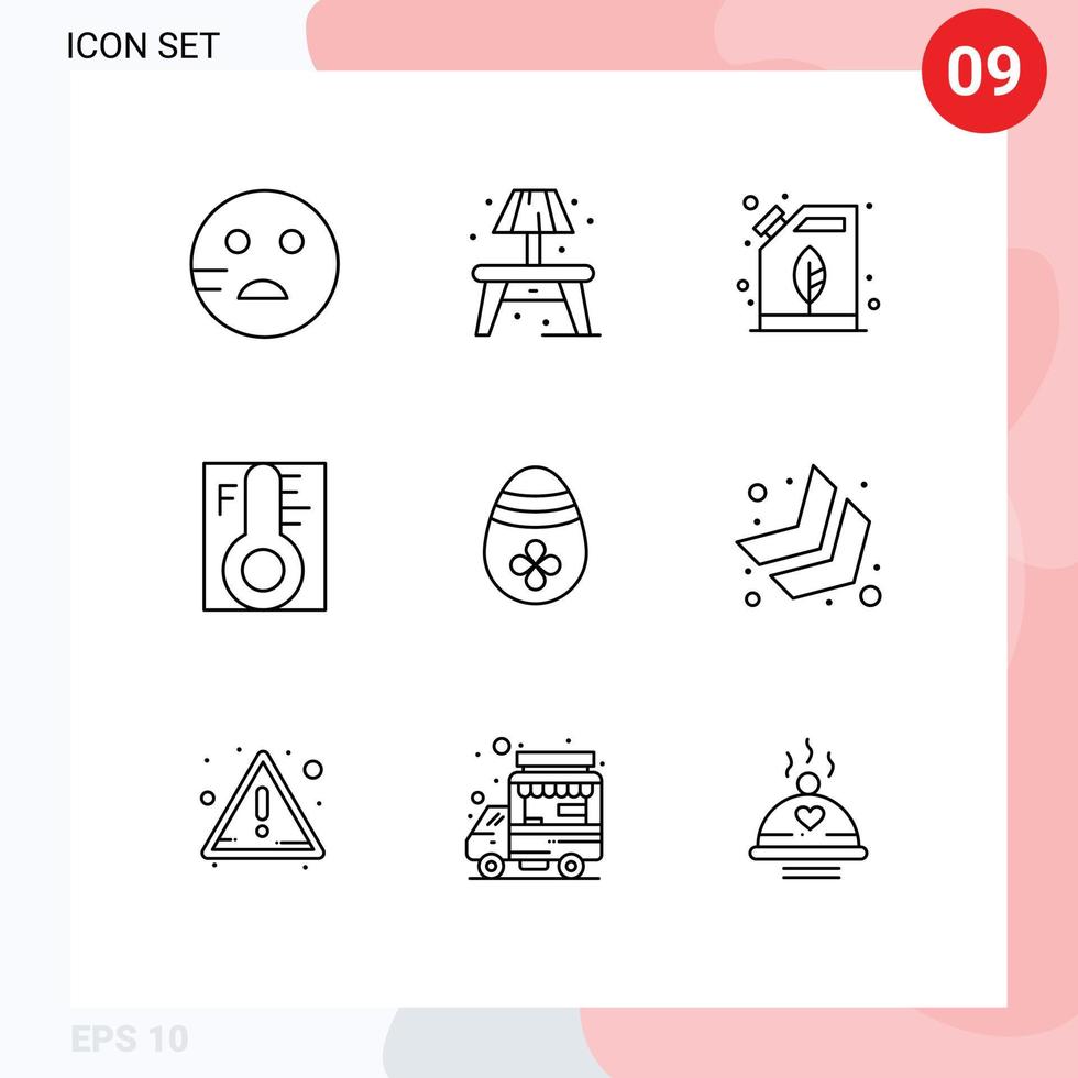 9 schema concetto per siti web mobile e applicazioni Pasqua uovo decorazione energia temperatura piovoso modificabile vettore design elementi