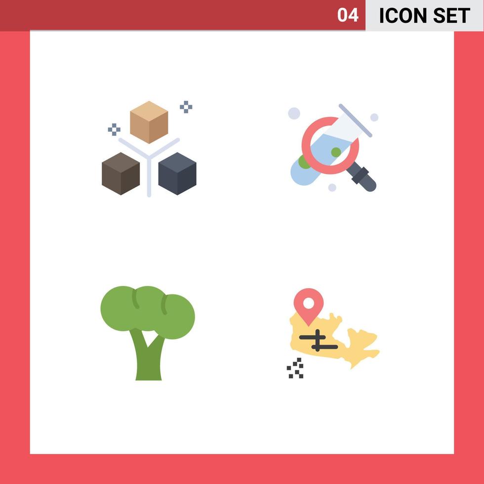 moderno impostato di 4 piatto icone pittogramma di codifica broccoli oggetti vasca biologico modificabile vettore design elementi