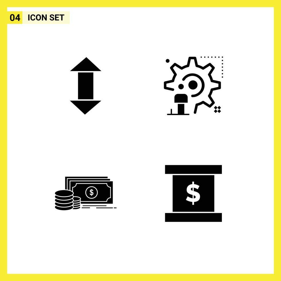 impostato di 4 commerciale solido glifi imballare per freccia finanza giù configurazione pagamento modificabile vettore design elementi
