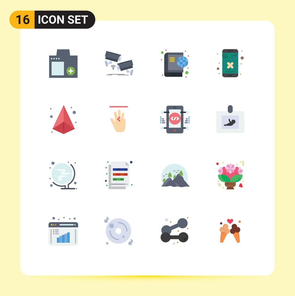 modificabile vettore linea imballare di 16 semplice piatto colori di App attraversare sorveglianza vicino Internet modificabile imballare di creativo vettore design elementi