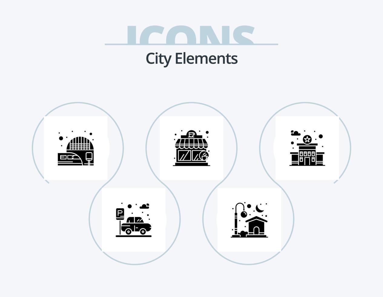 città elementi glifo icona imballare 5 icona design. . Polizia Stradale. elettrico. costruzione. caffè negozio vettore