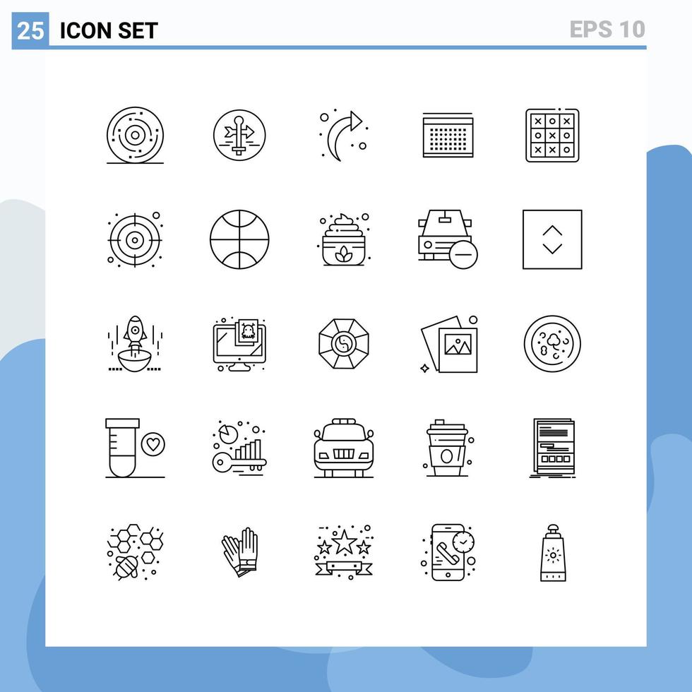 moderno impostato di 25 Linee e simboli come come tac Data carta geografica pointer vecazione ricaricare modificabile vettore design elementi
