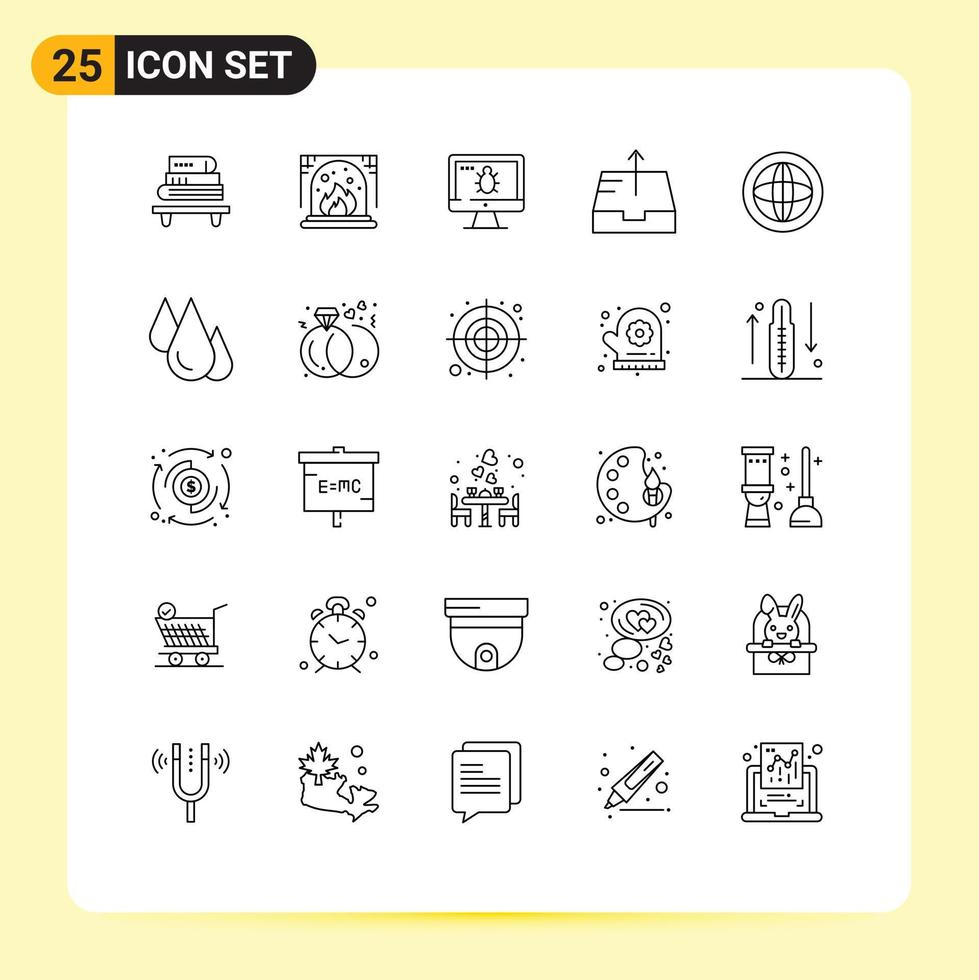 impostato di 25 moderno ui icone simboli segni per Aiuto comunicazione insetto centro posta in uscita modificabile vettore design elementi