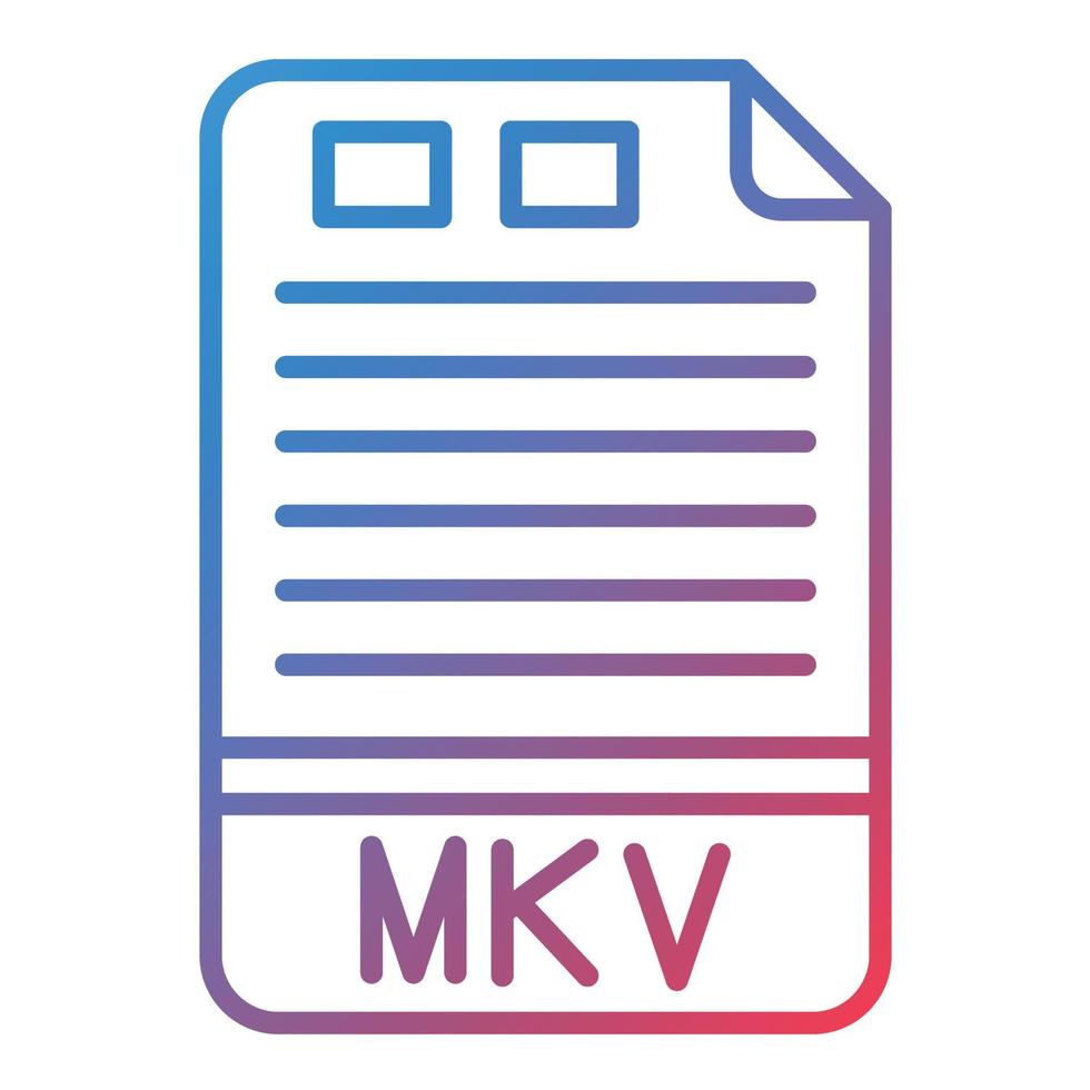 icona del gradiente della linea mkv vettore