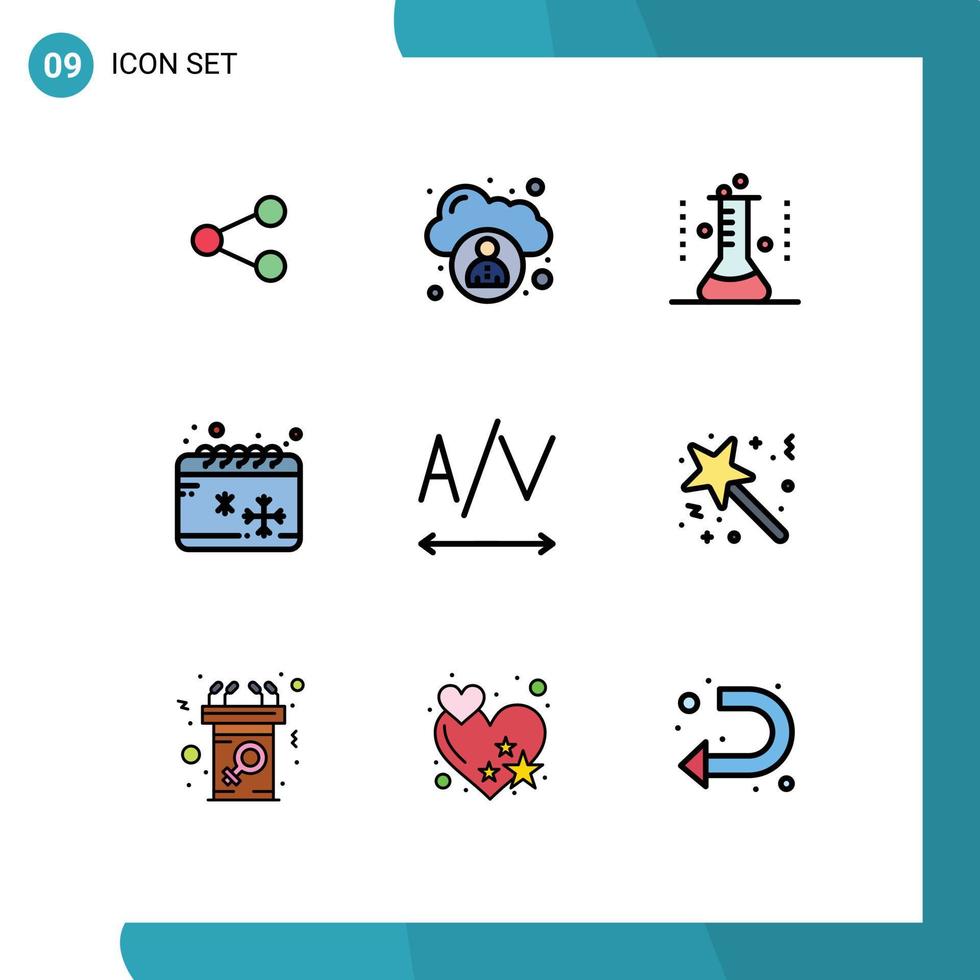 impostato di 9 moderno ui icone simboli segni per puntamento inverno erlenmeyer borraccia stagione calendario modificabile vettore design elementi