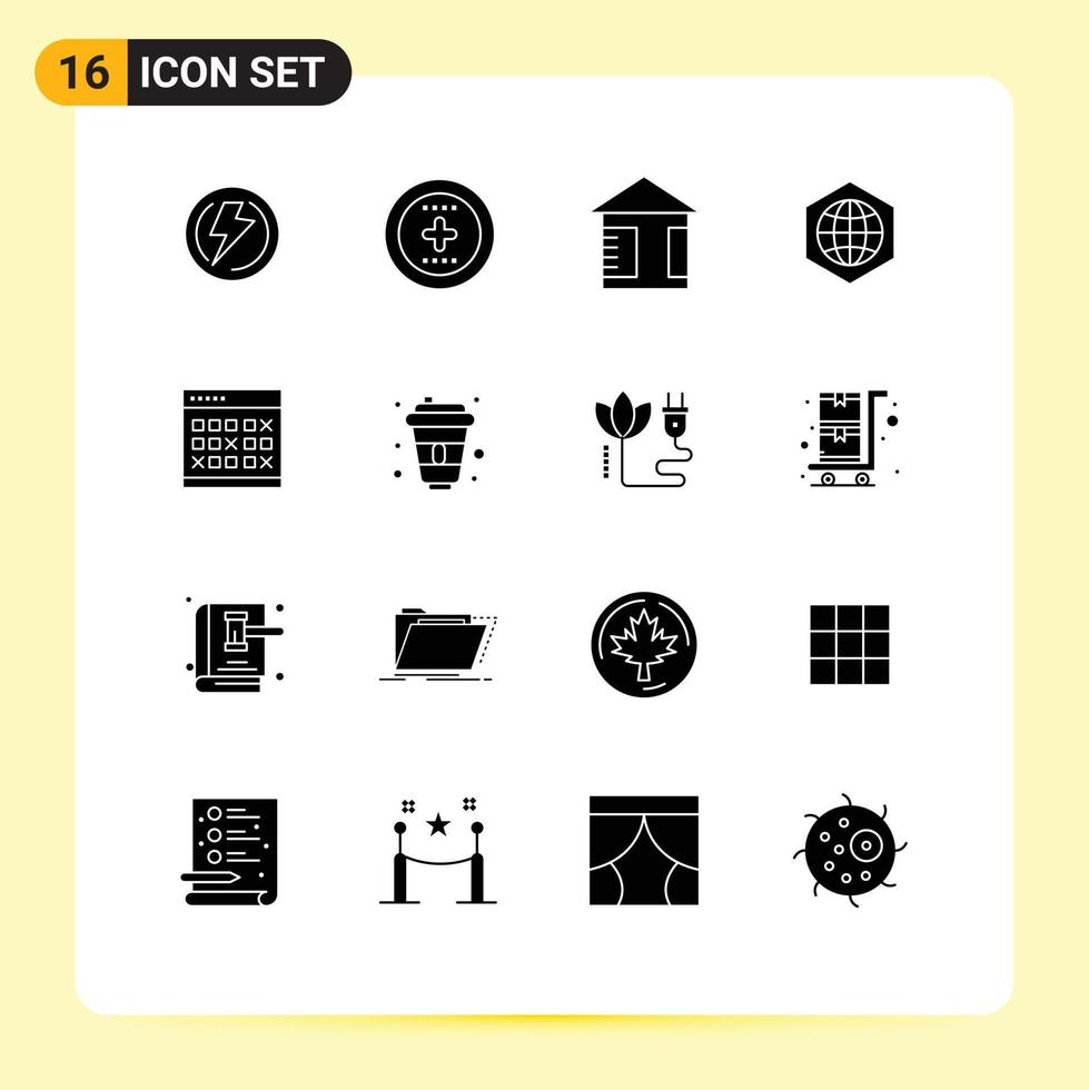 impostato di 16 moderno ui icone simboli segni per Data Internet UX globo terra modificabile vettore design elementi